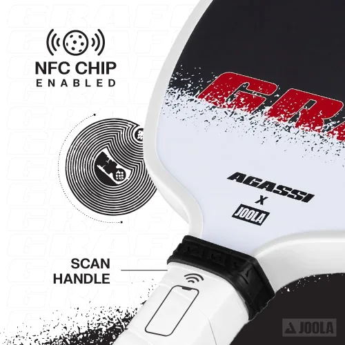 Miniatura 5 de JOOLA GRAF Edge 16mm Pala de Pickleball - Raqueta de Pickleball de Fibra de Carbono para Mayor Giro y Control - Forma Agassi para Potencia