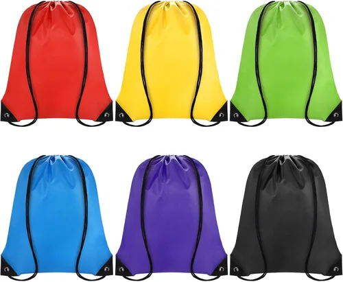 Mochila con cordón a granel, 6 unidades, bolsas con cordón, mochila de cuerda, bolsas de gimnasio para viajes deportivos, natación, playa, 6 colores
