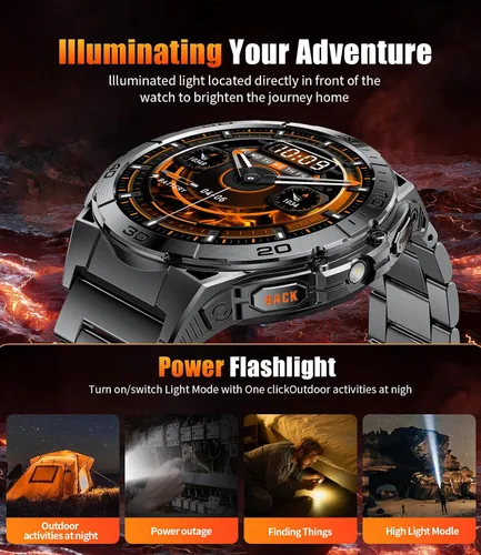Miniatura 3 de LIGE Reloj inteligente militar para hombre, AMOLED de 1.6 pulgadas, resistente reloj inteligente con batería de 600 mAh, frecuencia cardíaca