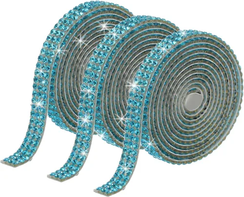 Miniatura 40 de MECCANIXITY 3 rollos de cinta de diamantes de imitación autoadhesiva de 3 yardas y 0.315 in para proyectos de artes y manualidades, pasteles de Beige
