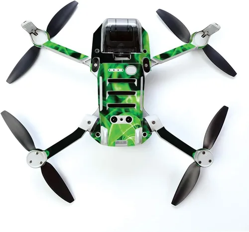 Miniatura 3 de MightySkins - Skin para DJI Mavic Mini dron portátil Quadcopter – Llamas verdes Funda protectora de vinilo duradera y única Fácil de aplicar