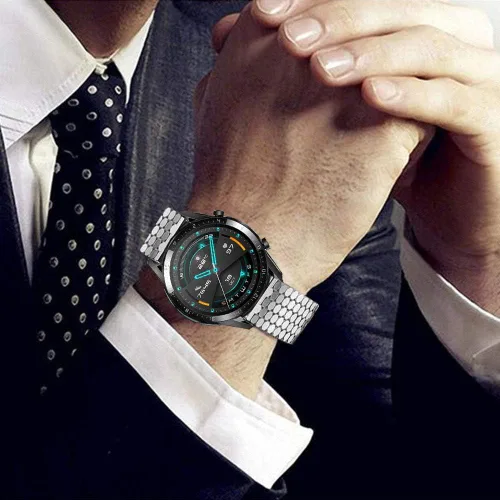 Miniatura 4 de DEALELE Correas compatibles con Samsung Galaxy Watch de 1.81 pulgadas, Galaxy 3 de 1.77 pulgadas, Gear S3, correa de repuesto de metal con textura