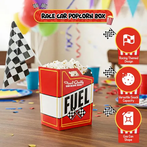Miniatura 6 de 24 cajas de palomitas de maíz para autos de carreras con 24 banderas a cuadros, bandera de carreras en blanco y negro de 6 x 4 pulgadas (sirve 24)