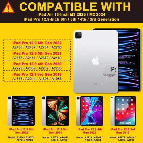 Miniatura 2 de DONGKE Funda para iPad Pro de 12.9 pulgadas 6ª generación 2022, soporte para lápiz integrado + soporte triple + encendido automático/apagado + funda