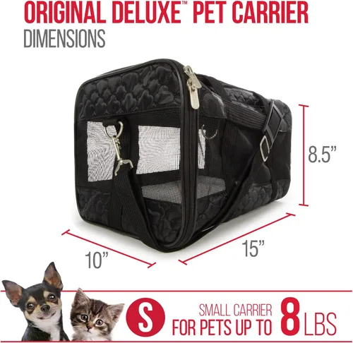 Miniatura 3 de Transportín Sherpa Original Deluxe para mascotas, aprobado por aerolíneas y garantizado a bordo - Negro con celosía, pequeño