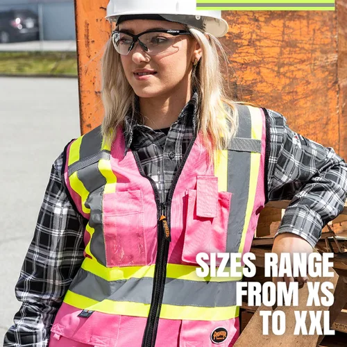 Miniatura 4 de Pioneer Chaleco de seguridad para mujer con bolsillos - Cinta reflectante de alta visibilidad - Para la construcción - Rosa