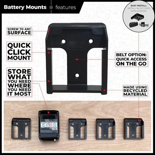 Miniatura 3 de StealthMounts Soporte de batería compatible con Makita 40V (paquete de 6) - Soportes de batería negros Fabricado en el Reino Unido