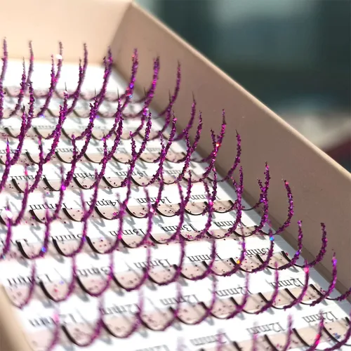 Miniatura 13 de Extensiones de pestañas con purpurina láser, 12 colores de larga duración, brillantes individuales, extensiones de pestañas, suministros Mezcla