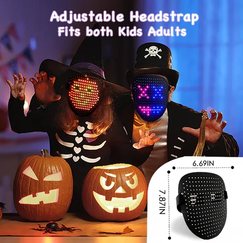 Miniatura 6 de Máscara LED COKOTEE con detección de gestos, luz LED, máscara facial iluminada para disfraz, cosplay, fiesta de disfraces, Halloween