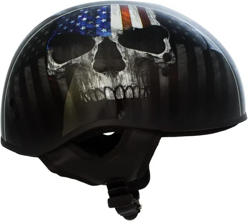 Miniatura 2 de Hot Leathers HLD1042 Casco de calavera con diseño de bala de guerrero negro brillante avanzado aprobado por DOT
