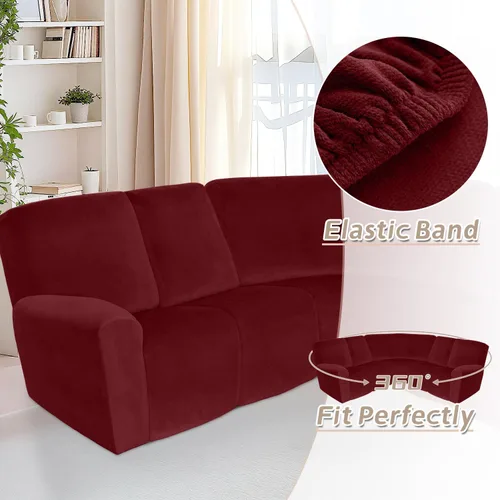 Miniatura 304 de Arfntevss Fundas de sofá seccional reclinable de terciopelo, Funda de sofá seccional de esquina para sofá reclinable, Funda elástica suave
