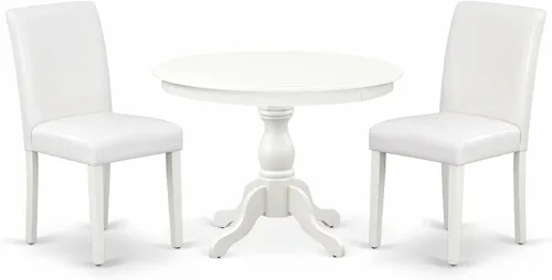 Miniatura 18 de East West Furniture HBAB3-ABK-24 Hartland - Juego de habitación de 3 piezas que contiene una mesa de comedor redonda con pedestal y sillas tapizadas
