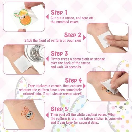 Miniatura 3 de Nosiny 240 piezas de tatuajes temporales con purpurina de Pascua, huevos de conejito feliz, pollo, zanahoria, accesorios de ropa, calcomanías