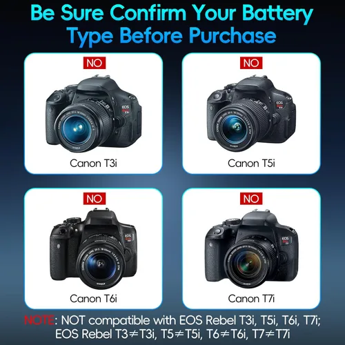Miniatura 7 de Artman LP-E10 - Paquete de 2 baterías de 1600 mAh y cargador USB-C dual LCD actualizado para Canon LP E10, EOS Rebel T3 T5 T6 T7 T100, Kiss X50 X70