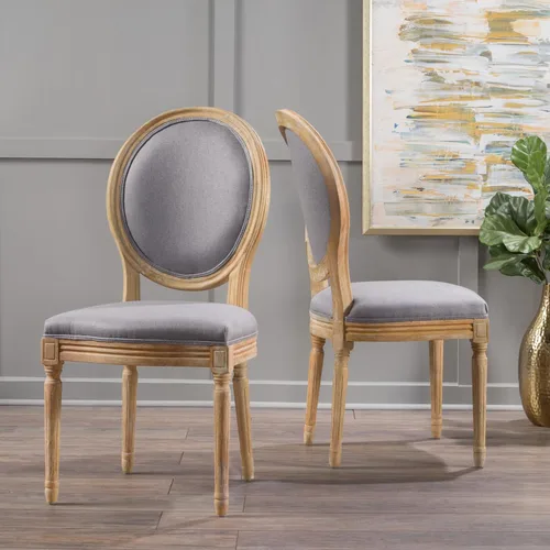 Miniatura 2 de Christopher Knight Home Camille - Sillas de comedor tradicionales de terciopelo, 2 piezas, color gris y blanco brillante Gris claro