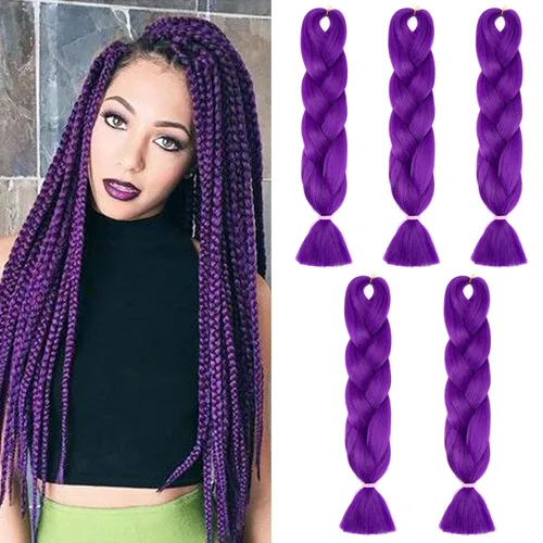 Miniatura 21 de Benehair Extensiones de cabello trenzado ombré de 24 pulgadas, 1 paquete de extensiones de cabello trenzado jumbo de alta temperatura, cabello