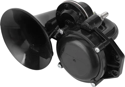 Miniatura 9 de Bocina de aire, bocina de caracol de 12 V/24 V, bocina de caracol universal, cuerno de caracol negro, 12/24 V, 120 dB, trompeta de aire
