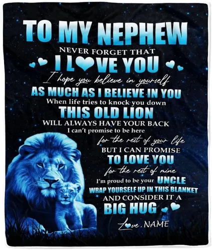 Miniatura 10 de Manta personalizada con texto en inglés «To My Nephew from Aunt Auntie Uncle You Will Never Lose Lion Nephew, cumpleaños, graduación, Navidad, manta