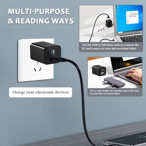 Miniatura 2 de Cargador de cámara de seguridad, cámara de niñera Full HD 1080P con detección de movimiento, cargador USB, cámaras sin wifi, sin aplicación, sin