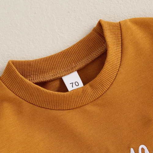 Miniatura 127 de Adobabirl Conjunto de sudadera y pantalones de Halloween para bebé, sudadera y pantalones con parche de calabaza para Halloween, otoño, ropa de bebé
