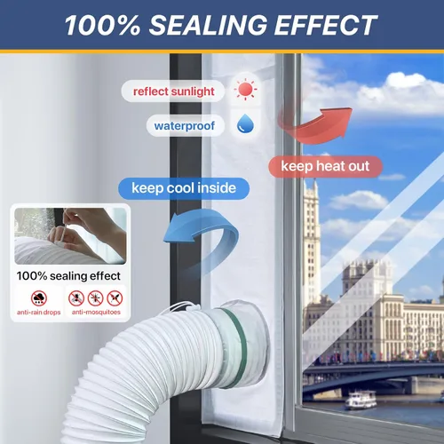 Miniatura 2 de LOVIGA Kit de ventilación portátil de aire acondicionado para ventana, kit de sellado 100% portátil de ventana de CA, se adapta a mangueras de 5 y 6