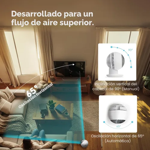 Miniatura 5 de IRIS USA - Ventilador WOOZOO de circulación de aire con control remoto, oscilante, 5 velocidades, distancia máxima de aire de 82 pies, inclinación