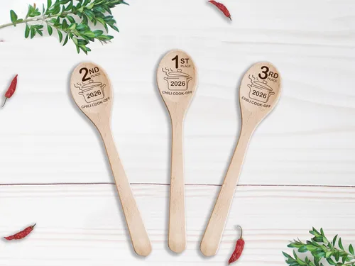 Miniatura 8 de Chili Cook Off Wooden Spoons Set Of 3 Chili Cook-Off Awards Champion Winner Event Prize Home Gifts Personalized Cook Off Trophy (3 Spoons)