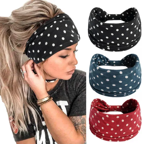 Miniatura 103 de K-Elewon Paquete de 3 diademas elásticas anchas para mujer, bandas para el cabello para yoga, deportes