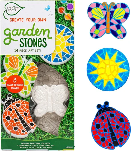 Miniatura 11 de Creative Roots Juego de piedra de escalonamiento de mosaico en forma de corazón, incluye piedra de cerámica de 7 pulgadas y 6 pinturas vibrantes
