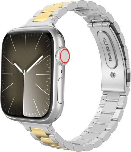 Miniatura 14 de MoKo Banda delgada compatible con Apple Watch Band Ultra3/2/1 49mm/Series 11/10/9/8/7/6/5/4/3/2/1/SE3/SE2/SE 46/45/44/42/41/40/38mm, correa de metal