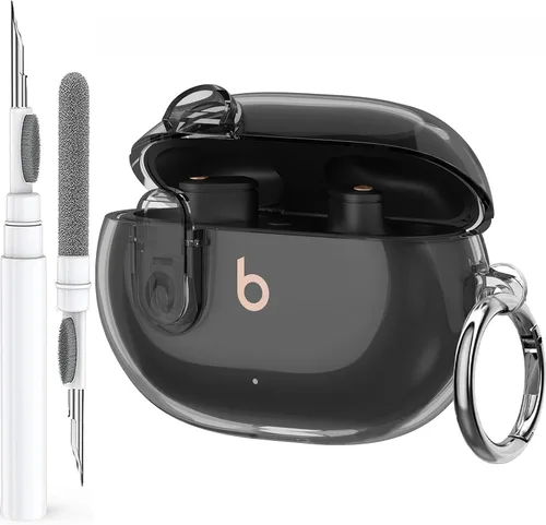 Olytop para Beats Studio Buds/Buds + Funda Transparente con Cerradura 2021/2023, Funda Protectora de TPU Suave Transparente con Kit de Limpieza y