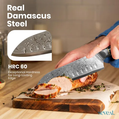 Miniatura 4 de Cuchillo de cocina de Damasco, acero de damasco de 67 capas, juego de cuchillos de chef profesionales de 13 pulgadas para cocina, mango ergonómico