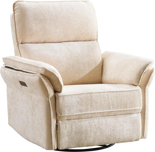 Miniatura 10 de Rocking Chair Nursery with Adjustable Headrest,Manual Swivel Rocker Recliner Nursery Chair with Overstuffed Armrest,Glider Rocker Recliner for