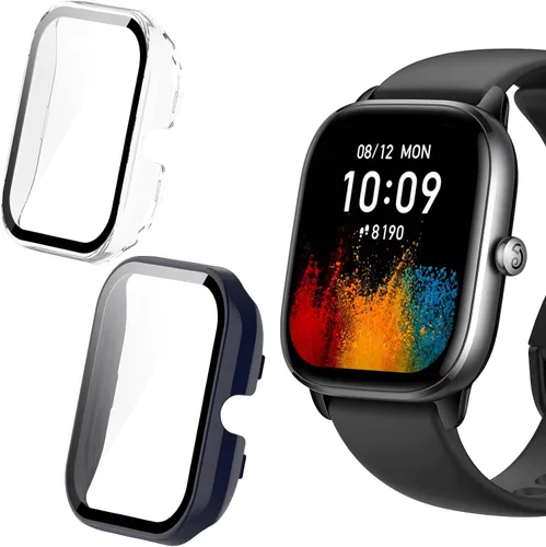 Miniatura 10 de Lamshaw Funda compatible con Amazfit GTS 4 Mini, carcasa protectora de policarbonato duro con protector de pantalla de vidrio templado compatible