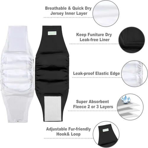 Miniatura 2 de wegreeco Pañales para perros pequeños machos, bandas reutilizables para el vientre para perros machos, pañales lavables para cachorros machos