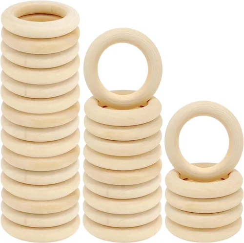 Miniatura 7 de 10 piezas de anillos de madera natural para manualidades, anillos de madera sin terminar para macramé, conectores de madera para colgantes