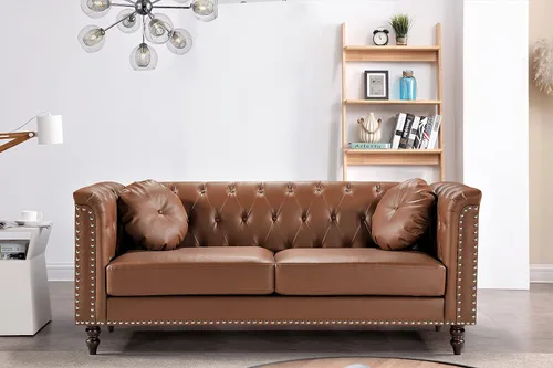 Miniatura 28 de Container Furniture Direct S5370-S Kittleson Velvet Upholstered Modern Chesterfield Sofa with Nailhead Trim, Gray