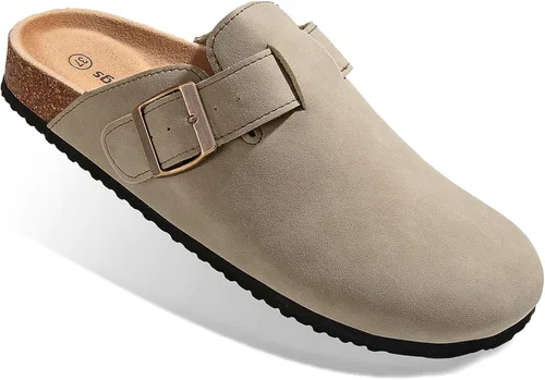 Miniatura 22 de BULLIANT Zuecos pantuflas sandalias de enfermería zapatos de trabajo para hombres y mujeres, parte superior con forro polar + plantilla de corcho