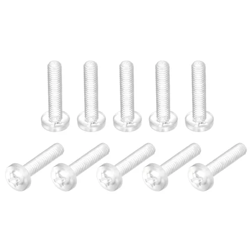 Miniatura 12 de uxcell M2x6mm plástico Phillips pernos 50pcs PC Pan cabeza máquina tornillos transparentes