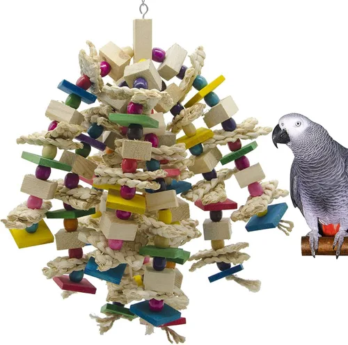 EBaokuup Juguete masticable grande para loros – Bloques de loros de pájaros, juguete desgarrador, jaula de pájaros, juguete para mordedura de jaula