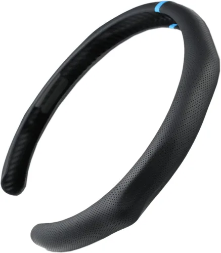 Miniatura 7 de Funda de volante deportiva con patrón de fibra de carbono de instalación rápida, ajuste universal de 14½ a 15 pulgadas para automóvil sedán cupé SUV