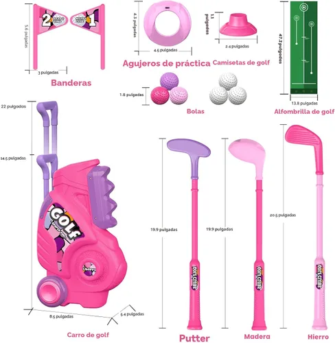Miniatura 6 de Liberry Juego de golf para niños y niñas de 2, 3 y 4 años, carrito de golf mejorado para niños con diseño único de correa para el hombro, juguetes