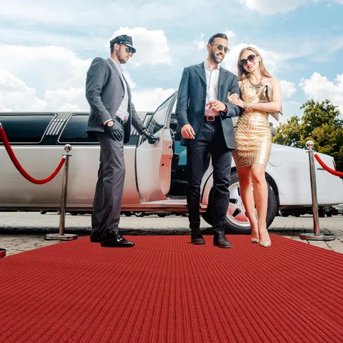 Miniatura 2 de HOMBYS Alfombra roja extra gruesa de 450 GSM para fiestas y eventos, 2.6 x 30 pies, camino de pasillo rojo para ceremonia de boda, alfombra