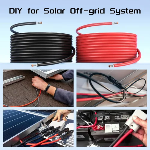 Miniatura 6 de Bateria Power Kit de cable de panel solar de 50 pies negro y rojo de 50 pies, cable de extensión de panel solar de 10 AWG (6 mm²), cable de cobre