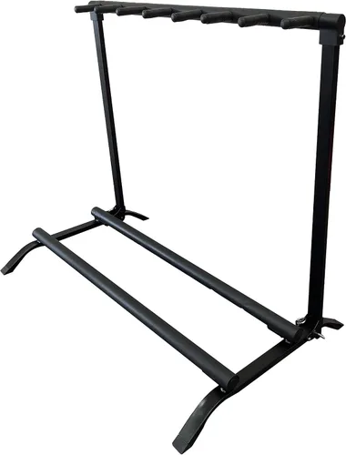 Miniatura 8 de Soporte multiguitarra para 5 soportes plegable, universal, soporte portátil para guitarra negra con acolchado de goma antideslizante para acústica