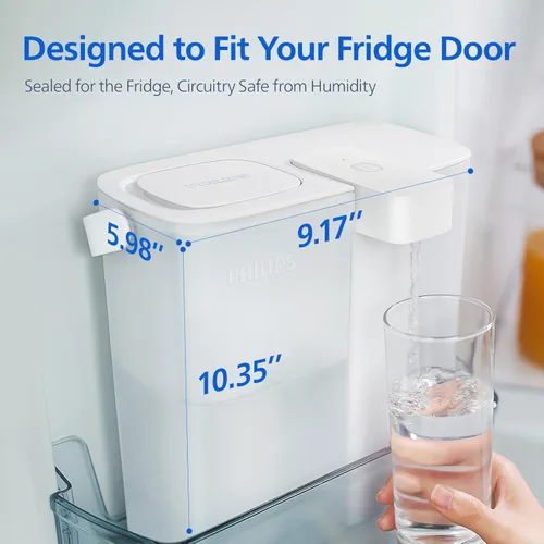 Miniatura 3 de PHILIPS Jarra de filtro de agua de 12 tazas con filtro Plus - ADD5902, dispensador de agua recargable, filtro purificador de agua para puerta