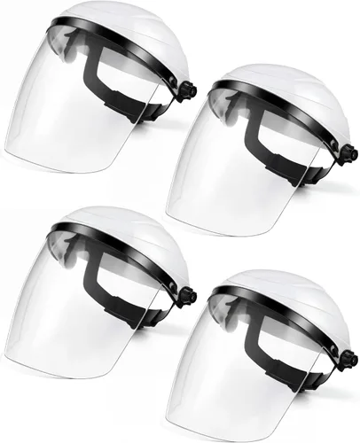 Miniatura 15 de Tellegloww 4 protectores faciales de seguridad transparentes para moler y cortar, ligero, resistente a los impactos con trinquete ajustable, máscara