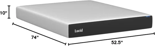 Miniatura 2 de Lucid - Colchón de espuma viscoelástica de 10 pulgadas - Sensación media - Infundido con refrescante carbón de bambú y gel refrescante - Cama en una