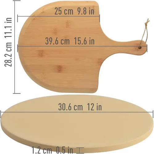 Miniatura 4 de homEdge Juego de Piedra para Pizza, Piedra de Hornear Redonda de Cordierita Resistente para Pan, Pizza, Piedra de Cocina Resistente a los Golpes