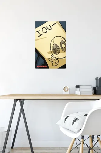 Miniatura 5 de Trends International Marvel Comics Deadpool - Póster de pared IOU, 14.725 x 22.375 pulgadas, versión enmarcada de madera de granero